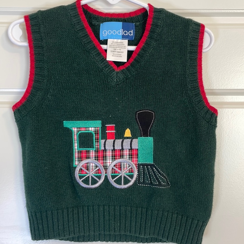 Good Lad Christmas Train Sweater Vest 12M
